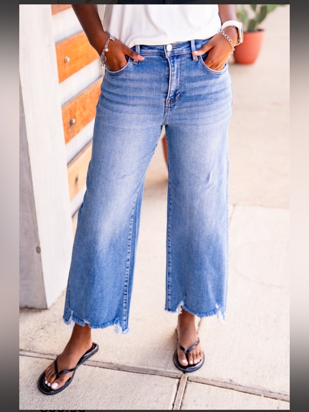 Risen high rise cropped jeans